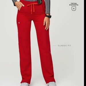 FIGS Red Scrub Pants, Like-New, Size Large